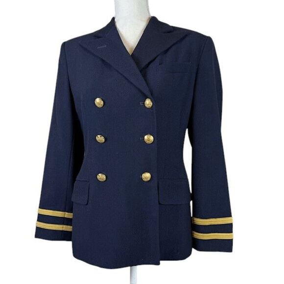 Ralph Lauren Wool Admiral Captain Blazer Navy Blue w/Gold Double Breasted Size 6 - Picture 1 of 10
